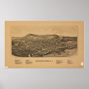 Cooperstown New York 1890 Antiek Panorama Poster