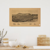 Cooperstown New York 1890 Antiek Panorama Poster (Keuken)