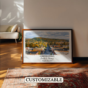 Cooperstown New York Poster, Aquarel, Op Maat Poster
