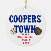 Cooperstown NY Baseball Custom Fun Feiten Ball Mit Keramisch Ornament (Voorkant)