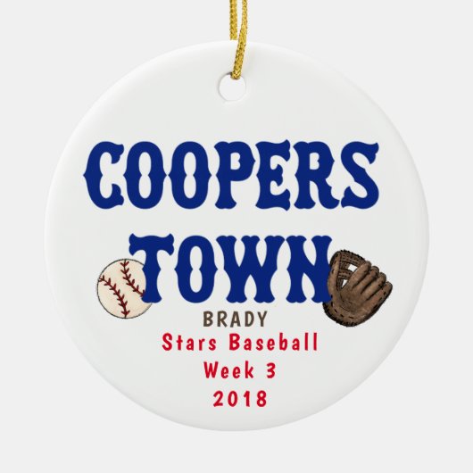 Cooperstown NY Baseball Custom Fun Feiten Ball Mit Keramisch Ornament (Voorkant)