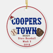 Cooperstown NY Baseball Custom Fun Feiten Santa Ha Keramisch Ornament (Voorkant)