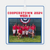 Cooperstown NY Baseball Custom Jaar Week Leuke Fei Metalen Ornament (Voorkant)