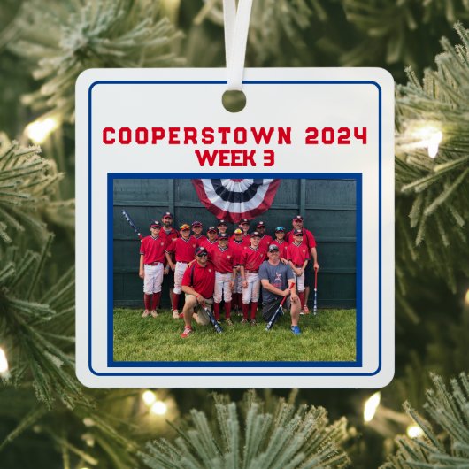 Cooperstown NY Baseball Custom Jaar Week Leuke Fei Metalen Ornament (Insitu)