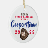 Cooperstown NY Baseball Fun Facts Santa Hat Custom Keramisch Ornament (Rechts)