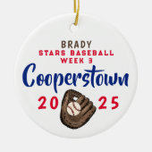 Cooperstown NY Baseball Fun Facts Santa Hat Custom Keramisch Ornament (Voorkant)