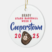 Cooperstown NY Baseball Fun Facts Santa Hat Custom Keramisch Ornament (Links)