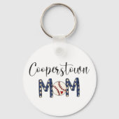Cooperstown NY Baseball Mom Stars Script Team Moed Sleutelhanger (Voorkant)