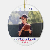 Cooperstown NY Baseball Speler Foto Team Naam Keramisch Ornament (Links)