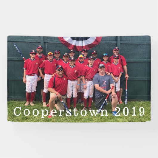 Cooperstown NY Baseball Team Foto Coach Speler Spandoek (Horizontaal)