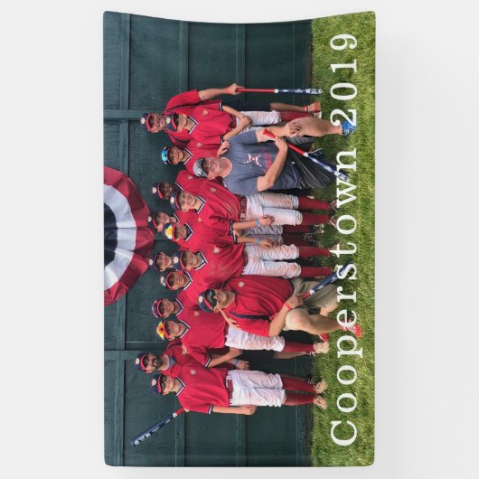 Cooperstown NY Baseball Team Foto Coach Speler Spandoek (Verticaal)
