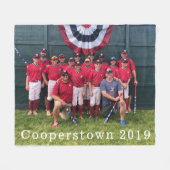 Cooperstown NY Baseball Team Foto Jaar Keepsake Fleece Deken (Voorkant (Horizontaal))
