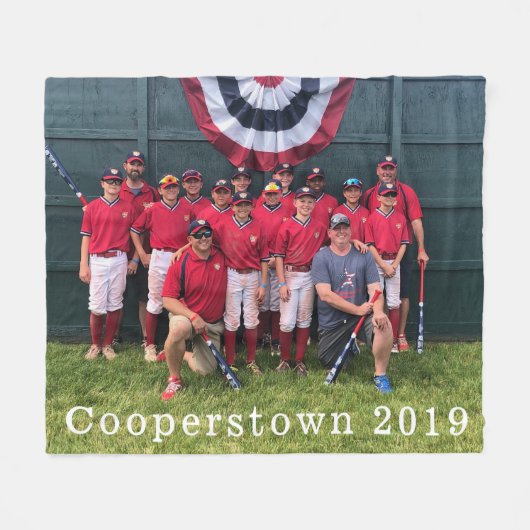 Cooperstown NY Baseball Team Foto Jaar Keepsake Fleece Deken (Voorkant (Horizontaal))