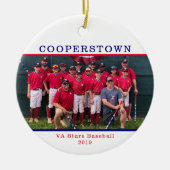 Cooperstown NY Baseball Team Foto Team Naam feiten Keramisch Ornament (Voorkant)