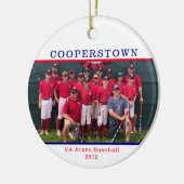 Cooperstown NY Baseball Team Foto Team Naam feiten Keramisch Ornament (Links)