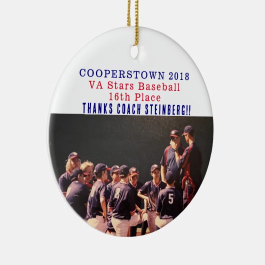 Cooperstown NY Coaches Gift Baseball Team Foto Keramisch Ornament (Rechts)