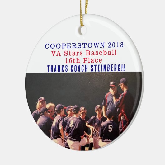 Cooperstown NY Coaches Gift Baseball Team Foto Keramisch Ornament (Links)