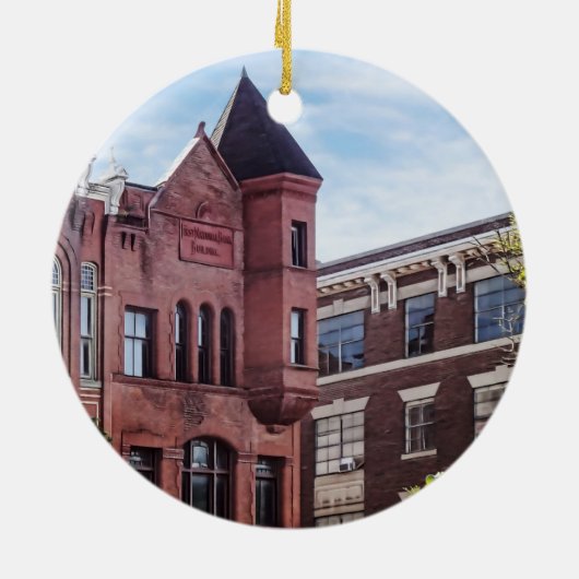 Cooperstown NY - Eerste gebouw van de Nationale Ba Keramisch Ornament (Achterkant)