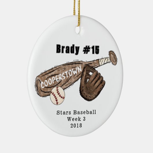 Cooperstown NY Honkbal Custom Fun Facts Geheugen Keramisch Ornament (Rechts)