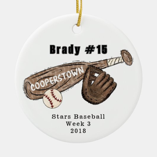 Cooperstown NY Honkbal Custom Fun Facts Geheugen Keramisch Ornament (Voorkant)
