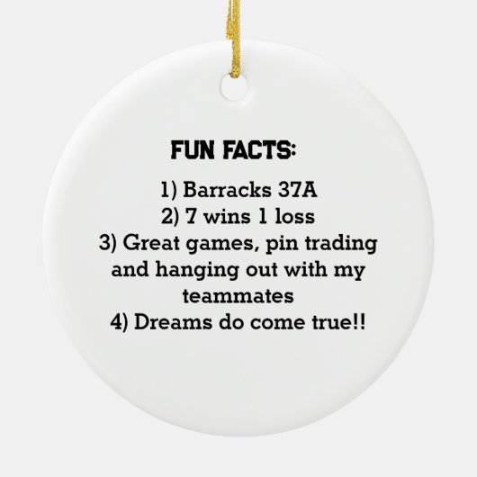 Cooperstown NY Honkbal Custom Fun Facts Geheugen Keramisch Ornament (Achterkant)