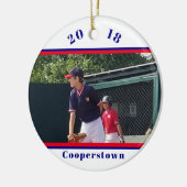 Cooperstown NY honkbal foto gestreepte herinnering Keramisch Ornament (Links)