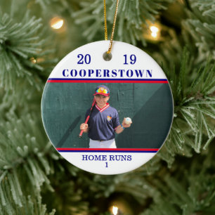 Cooperstown NY Honkbal Foto Home Run Leuke Feiten Keramisch Ornament