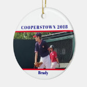 Cooperstown NY Honkbal Foto Streep Jaar Keepsake Keramisch Ornament (Links)