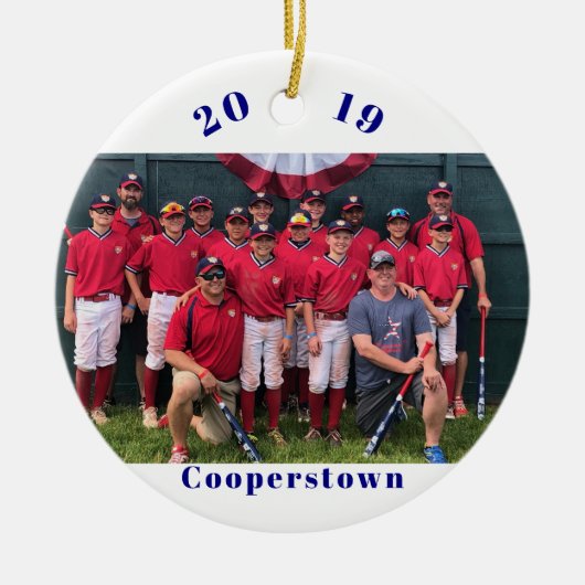 Cooperstown NY Honkbal Foto Team Herinneringen Fei Keramisch Ornament (Voorkant)