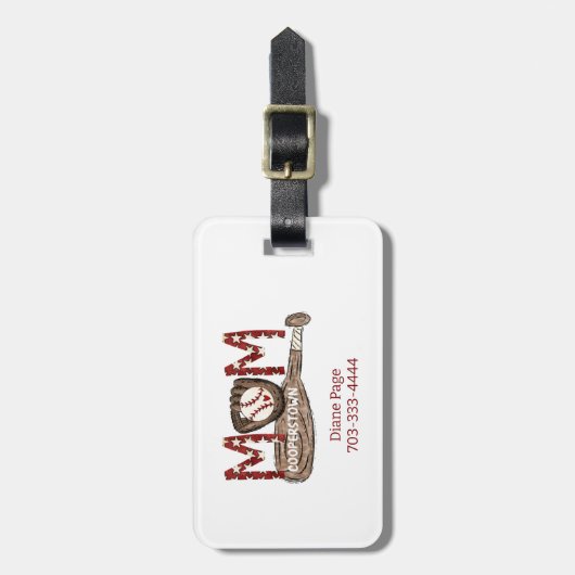 Cooperstown NY Honkbal Moeder Leuke vleermuis spor Bagagelabel (Voorkant verticaal)
