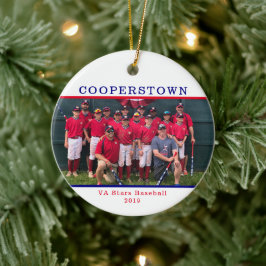 Cooperstown NY Honkbal Team Foto Teamnaam Feiten Keramisch Ornament