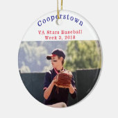 Cooperstown NY Honkballer Foto Fun Week Keramisch Ornament (Links)