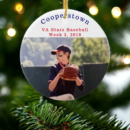 Cooperstown NY Honkballer Foto Fun Week Keramisch Ornament
