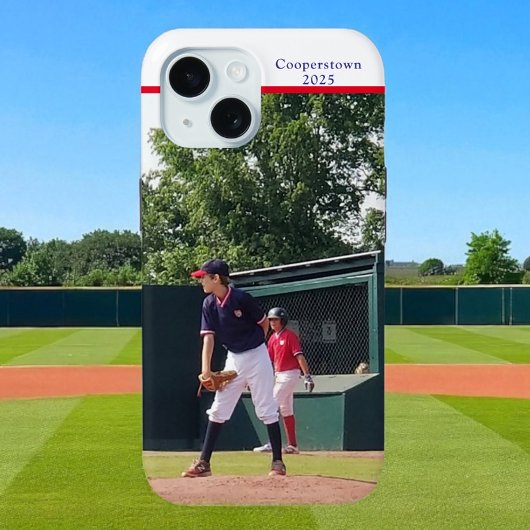 Cooperstown NY honkbalspeler foto jaar op maat Case-Mate iPhone Case