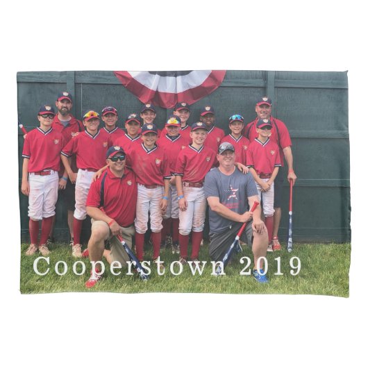 Cooperstown NY honkbalteam foto coach speler Kussensloop (Voorkant)