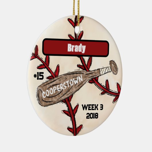 Cooperstown NY Travel Baseball Custom Keepsake Keramisch Ornament (Rechts)