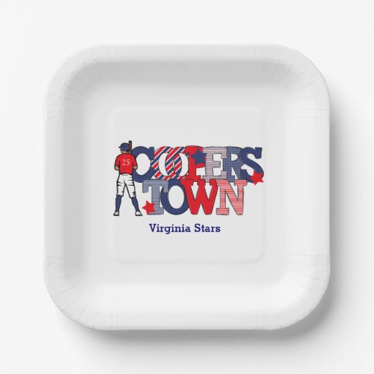 Cooperstown Patriotic Baseball Player Custom Team Papieren Bordje (Voorkant)