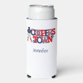 Cooperstown Patriotic Letters Baseball Ouder Blauw Seltzer Blikjeskoeler (Seltzer Voorkant)