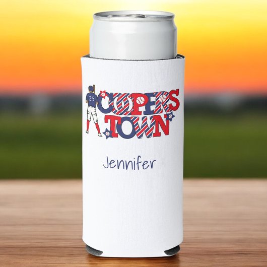 Cooperstown Patriotic Letters Baseball Ouder Blauw Seltzer Blikjeskoeler