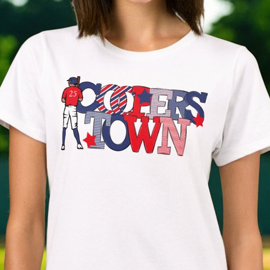 Cooperstown Patriotic Letters Baseball Speler Jaar T-shirt