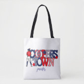 Cooperstown Patriottische Brieven Baseball Mom Tote Bag (Voorkant)