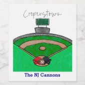 Cooperstown Veldteam Party Aangepaste Naam Wijn Etiket (Enkel label)