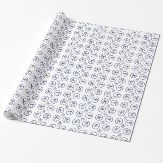 Coördinaat Delft Blue Cadeaupapier (Uitgerold)