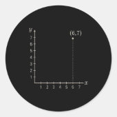 Coordinate (6,7) Funny Math Teacher 67 Cartesian G Ronde Sticker (Voorkant)
