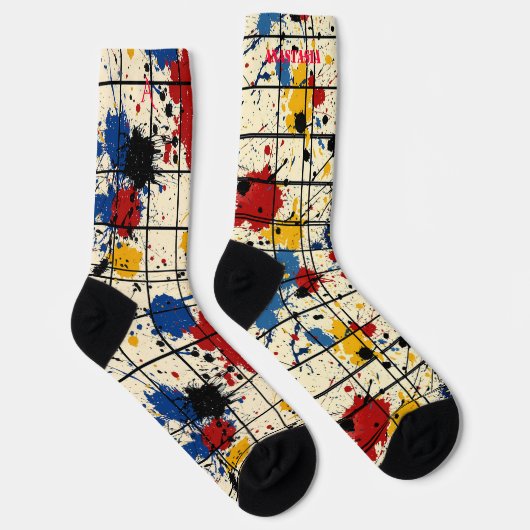 Coordinated Paint Splatter Set: Uniek Abstract Sokken (Rechts)