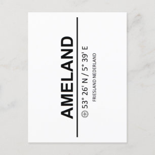 Coördinaten Ameland Briefkaart