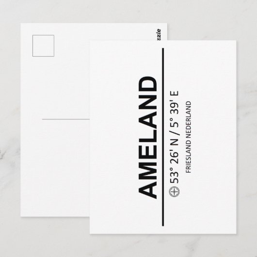 Coördinaten Ameland Briefkaart (Voorkant / Achterkant)