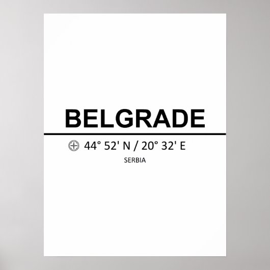 Coördinaten Belgrado Poster (Voorkant)