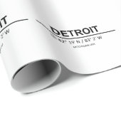 Coördinaten Detroit Cadeaupapier (Rol Hoek)
