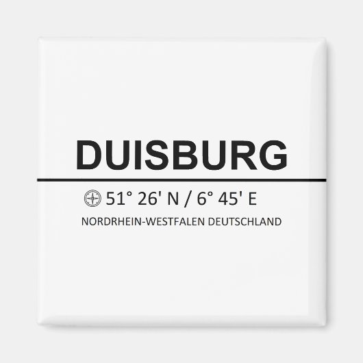 Coördinaten Duisburg Magneet (Voorkant)
